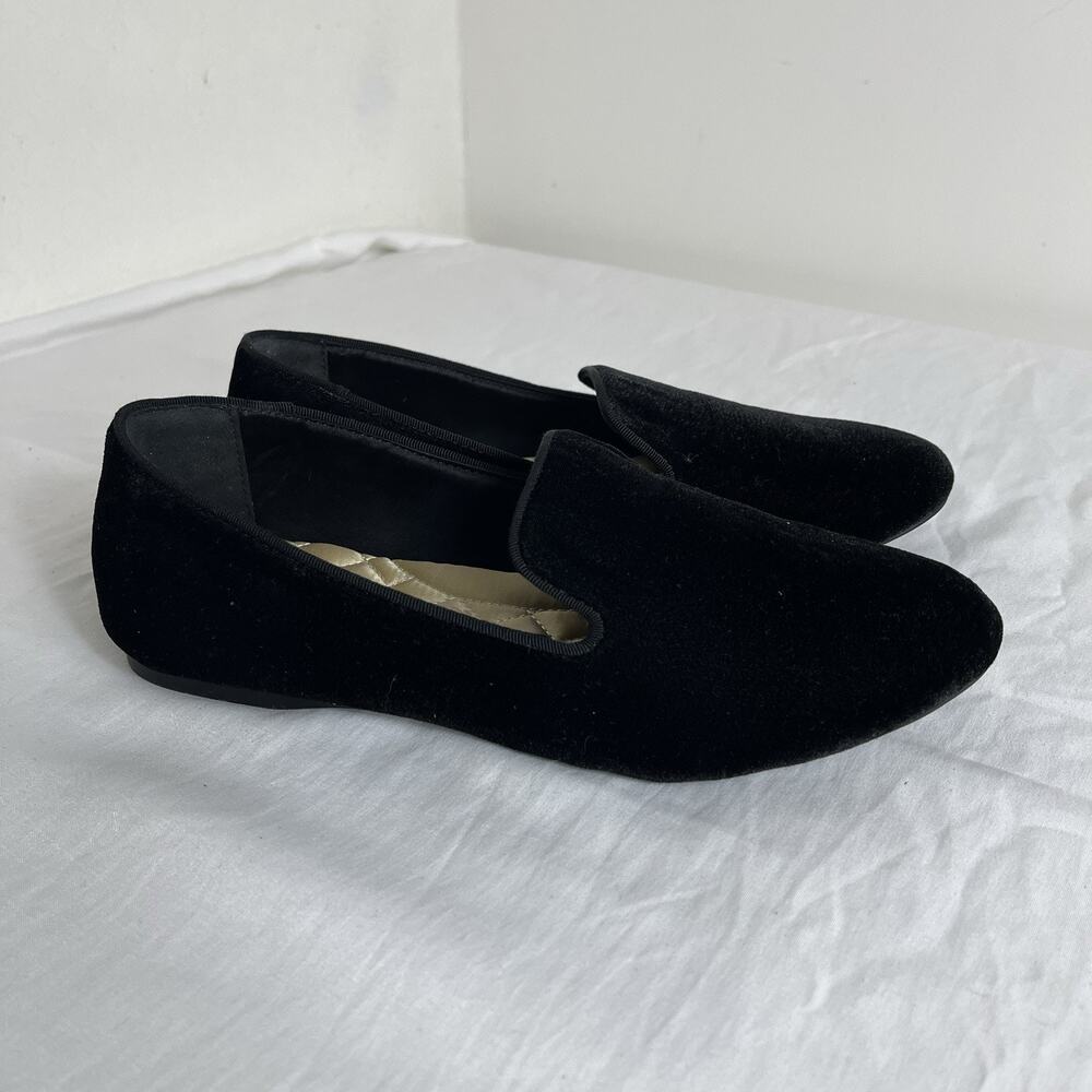 Birdies Starling flat loafers shoes Black Velvet Slip On Size US 7.5, casual